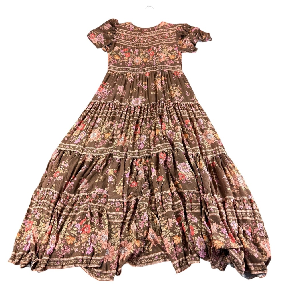Spell and the‎ Gypsy Meadowland Dress Floral Boho Brown Tiered Button Front XS